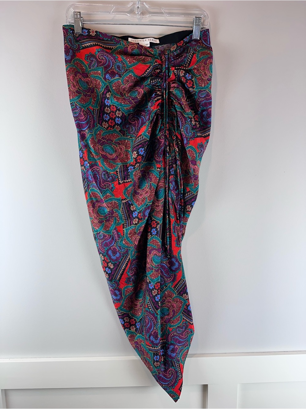 Veronica Beard Paisley Ruched Drawn Up Party Silk Blend Ari Midi Skirt Size 8
